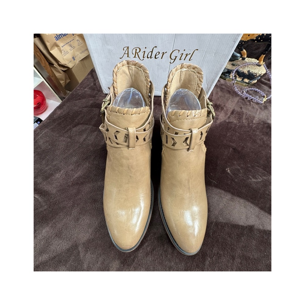 A Rider Girl Tan Strappy Women's Ankle Boots - Picture 4 of 10
